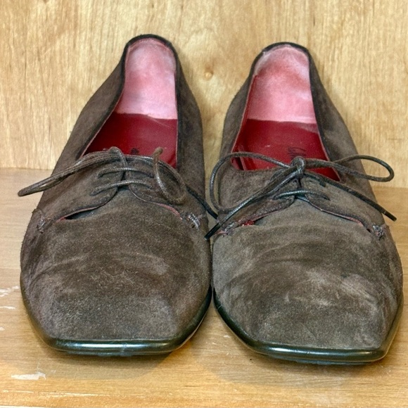 Salvatore Ferragamo Sport Women’s 8.5 Brown Suede Tied Square Toe Loafers Flats - Picture 5 of 9